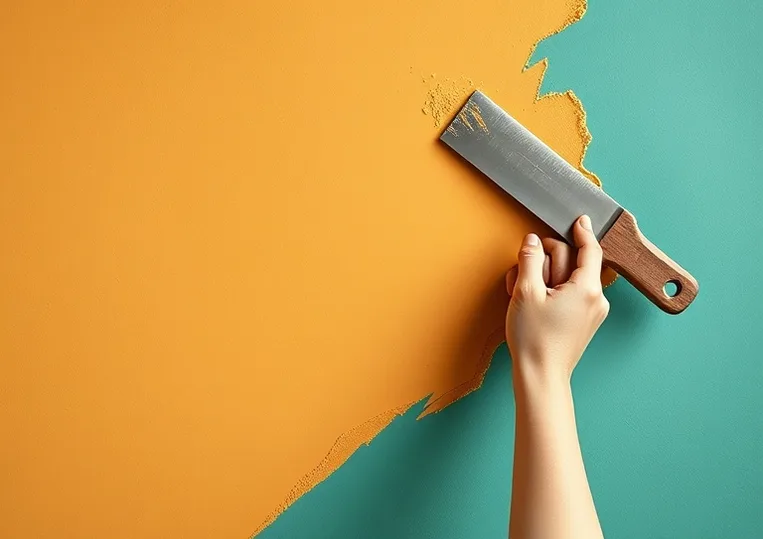 Application d'un enduit décoratif à la lisseuse sur un mur